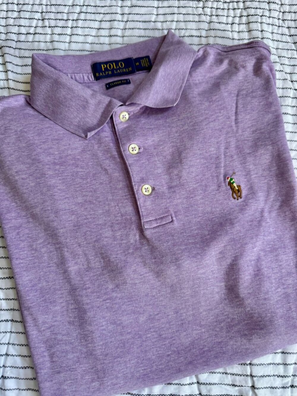 POLO RALPH LAUREN Men’s Classic Fit Polo – Heathered Purple – Size M